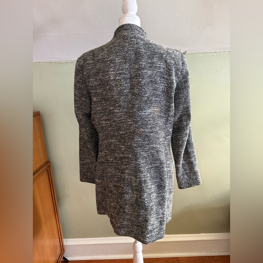 Zara Basics Black/White Tweed Long Blazer - Picture 3 of 4